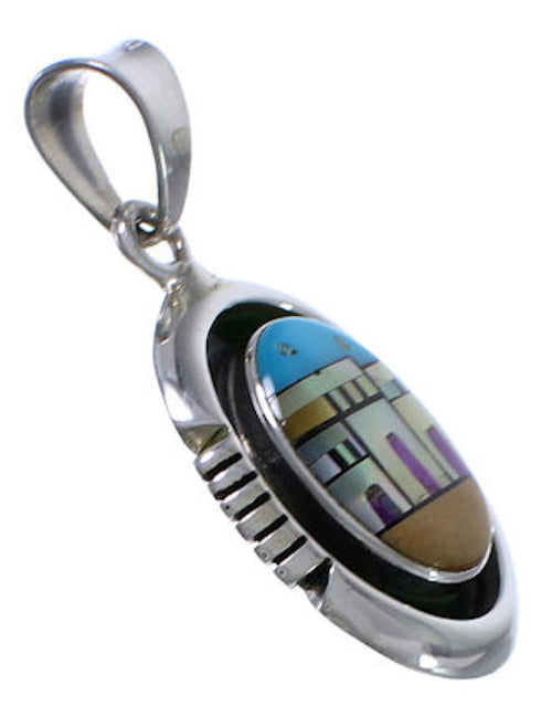 Multicolor Native American Village Design Southwest Pendant EX29168