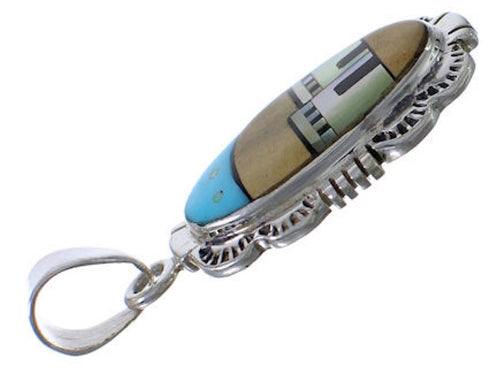Southwestern Native American Design Multicolor Silver Pendant EX29174