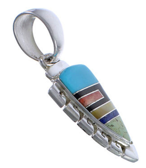 Multicolor Inlay Southwestern Silver Pendant EX29206