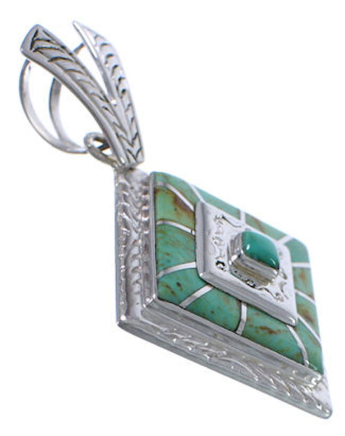 Genuine Sterling Silver And Turquoise Inlay Pendant EX29243