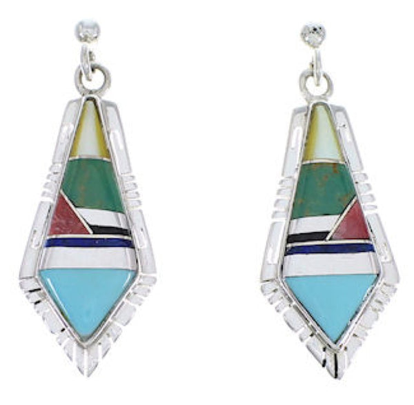 Multicolor Inlay Southwest Silver Earrings EX31684