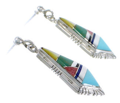 Multicolor Inlay Southwest Silver Earrings EX31684