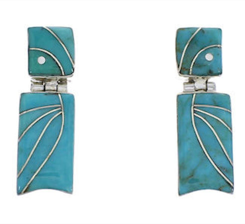 Genuine Sterling Silver And Turquoise Earrings EX31708