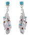 Turquoise Coral Feather Jewelry Post Dangle Earrings PX30593