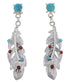 Turquoise Coral Feather Jewelry Post Dangle Earrings PX30593
