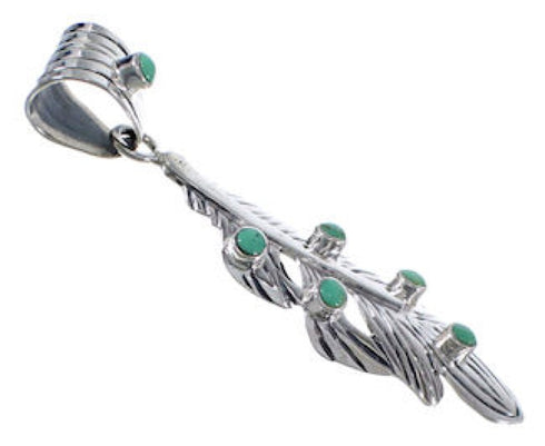 Southwest Silver And Turquoise Feather Pendant PX30612