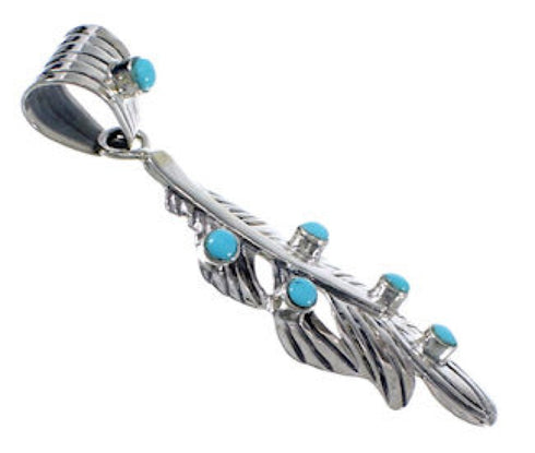 Southwest Feather Turquoise And Sterling Silver Pendant PX30613