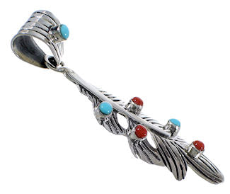 Coral Turquoise Feather Southwestern Pendant PX30614