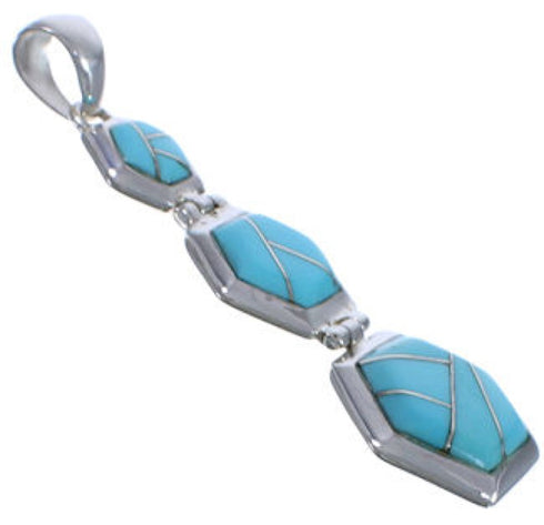 Turquoise Inlay Sturdy Silver Pendant PX29335