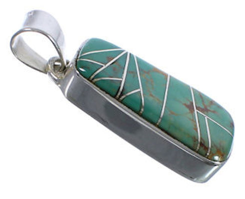 Turquoise Inlay Southwest Silver Sturdy Jewelry Pendant PX29365