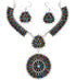 Silver Jewelry Turquoise Multicolor Link Necklace Set HS28583