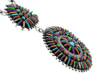 Silver Jewelry Turquoise Multicolor Link Necklace Set HS28583