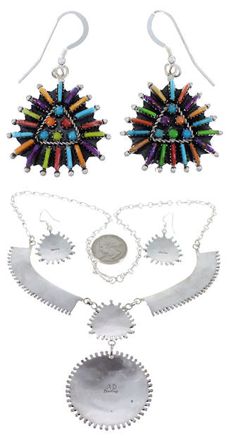 Silver Jewelry Turquoise Multicolor Link Necklace Set HS28583