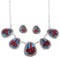 Sterling Silver Turquoise Multicolor Inlay Link Necklace Set HS28531