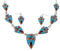 Multicolor Inlay Sterling Silver Link Necklace Earrings Set NS41224