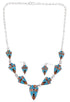 Multicolor Inlay Sterling Silver Link Necklace Earrings Set NS41224