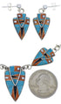Multicolor Inlay Sterling Silver Link Necklace Earrings Set NS41224