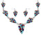 Sterling Silver Multicolor Link Necklace Earrings Jewelry Set RS34215