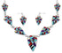 Sterling Silver Multicolor Link Necklace Earrings Jewelry Set RS34215