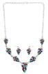 Sterling Silver Multicolor Link Necklace Earrings Jewelry Set RS34215
