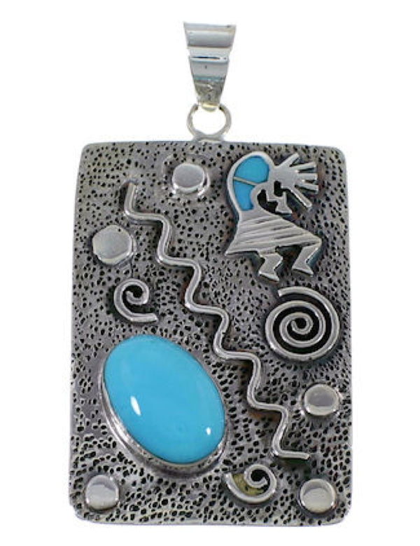 Southwest Kokopelli Turquoise Genuine Sterling Silver Pendant PX29706