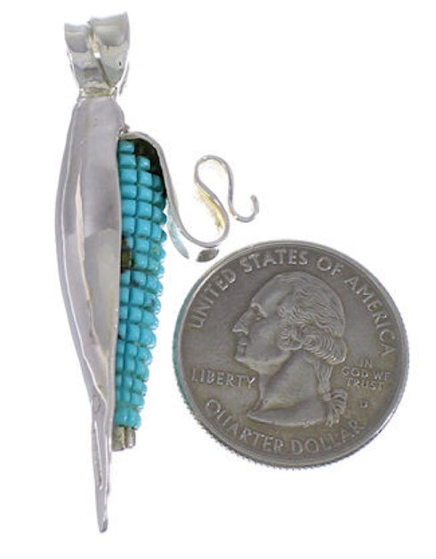Southwestern Turquoise Genuine Sterling Silver Corn Pendant PX29709