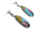 Southwest Multicolor Inlay Silver Post Dangle Earrings FX31560