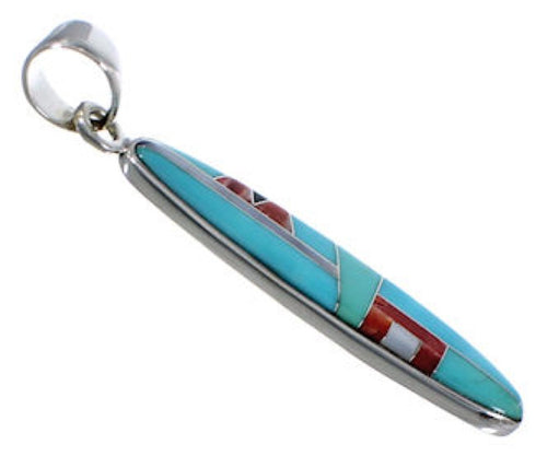 Southwest Multicolor Inlay Sterling Silver Pendant FX31594