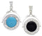 Jet and Turquoise Reversible Sterling Silver Slide Pendant IS59762