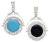 Jet and Turquoise Reversible Sterling Silver Slide Pendant IS59762
