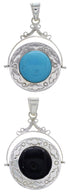 Jet and Turquoise Reversible Sterling Silver Slide Pendant IS59762