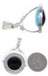 Jet and Turquoise Reversible Sterling Silver Slide Pendant IS59762