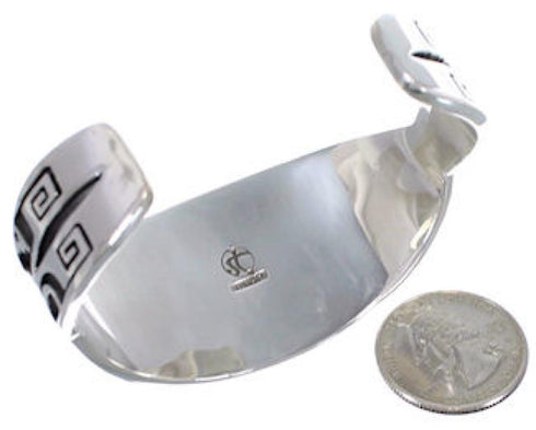 Turquoise Southwestern Water Wave Silver Cuff Bracelet CX49925