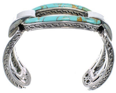 Sterling Silver Turquoise Inlay Southwest Cuff Bracelet CX49930