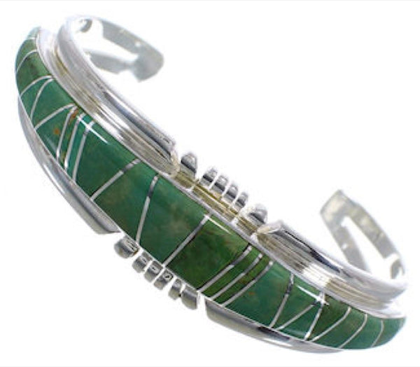 Turquoise Genuine Sterling Silver Southwestern Cuff Bracelet CX49937