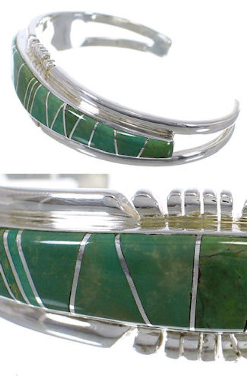 Turquoise Genuine Sterling Silver Southwestern Cuff Bracelet CX49937
