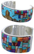 Multicolor Silver Native American Design Cuff Bracelet TX40347