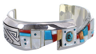 Multicolor Sterling Silver Southwest Bracelet TX40566