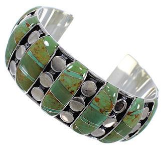 Silver Turquoise Inlay Heavy Bracelet TX40609