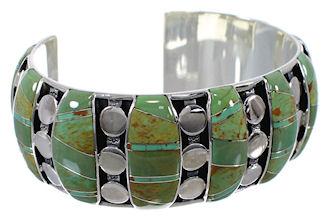 Silver Turquoise Inlay Heavy Bracelet TX40609