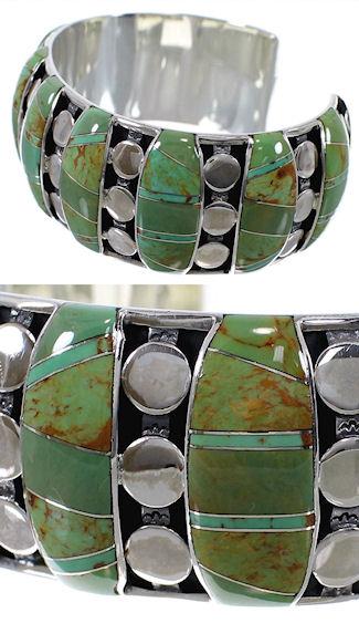 Silver Turquoise Inlay Heavy Bracelet TX40609