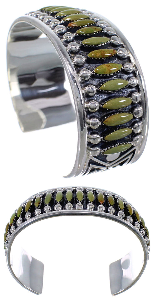 Needlepoint Silver Turquoise Southwest Cuff Bracelet Jewelry CX47689