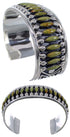 Needlepoint Silver Turquoise Southwest Cuff Bracelet Jewelry CX47689