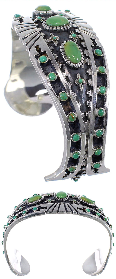 Southwest Turquoise Sterling Silver Cuff Bracelet Jewelry CX47771