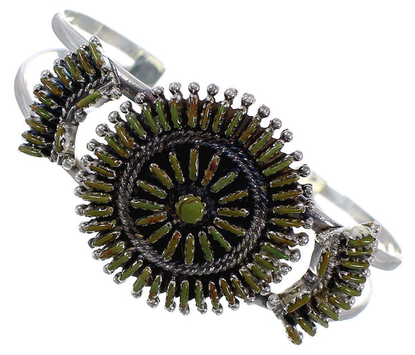 Needlepoint Turquoise Southwest Sterling Silver Cuff Bracelet CX47784