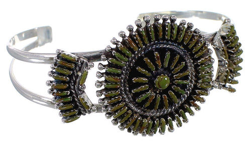 Needlepoint Turquoise Southwest Sterling Silver Cuff Bracelet CX47784