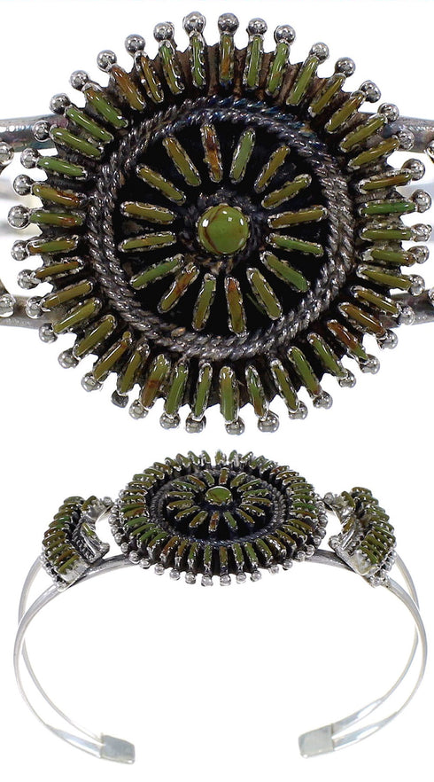 Needlepoint Turquoise Southwest Sterling Silver Cuff Bracelet CX47784