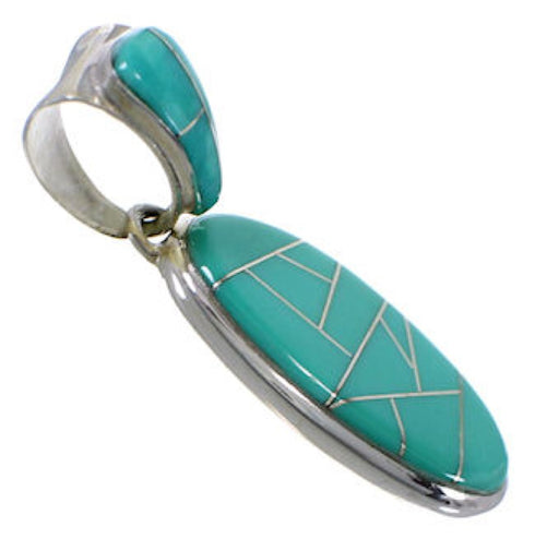 Turquoise Inlay Silver Pendant AX49354