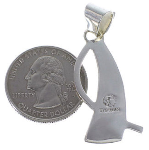 Turquoise Inlay Southwestern Silver Pendant AX49364