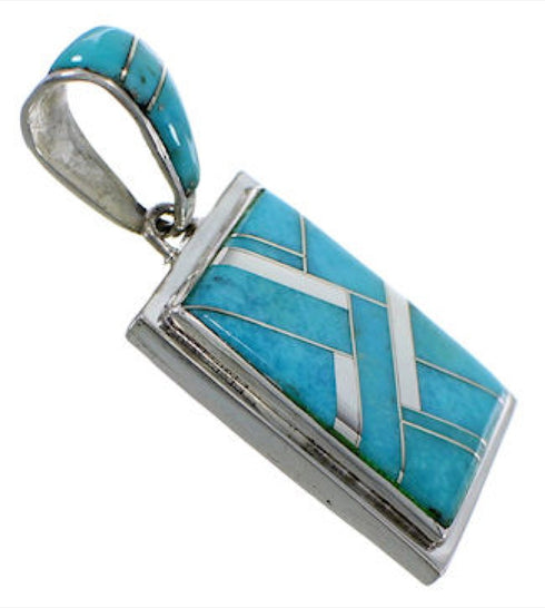 Turquoise Silver Reversible Pendant AX49431